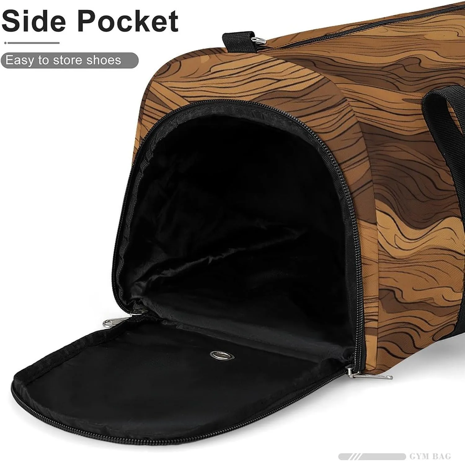 Gym Bag Dark Brown Stripes Duffel Bag for Men Women Overnight Bag with Shoe Compartment Workout Bags