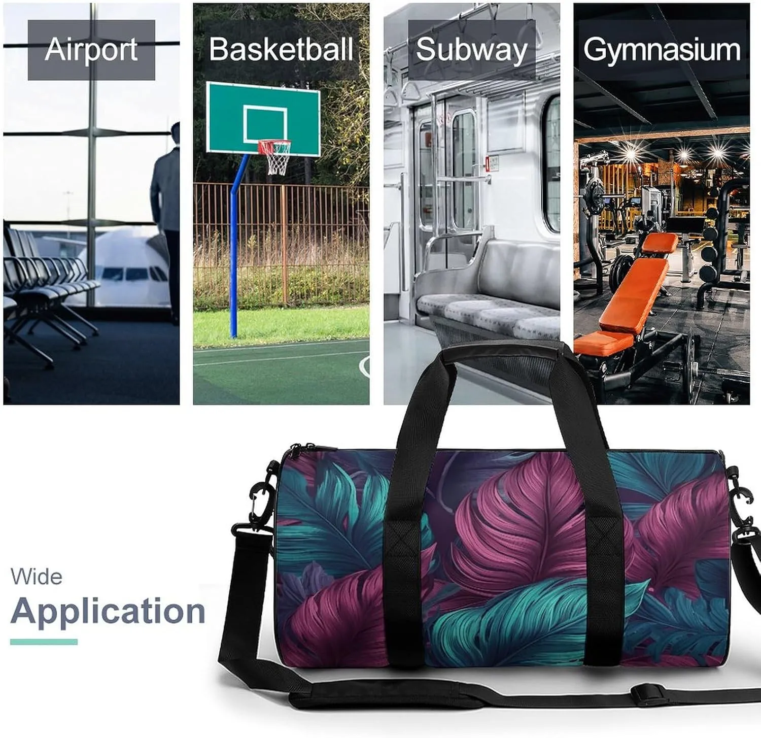 Gym Bag Different Leaves Duffel Bag for Men Women Overnight Bag with Shoe Compartment Workout Bags