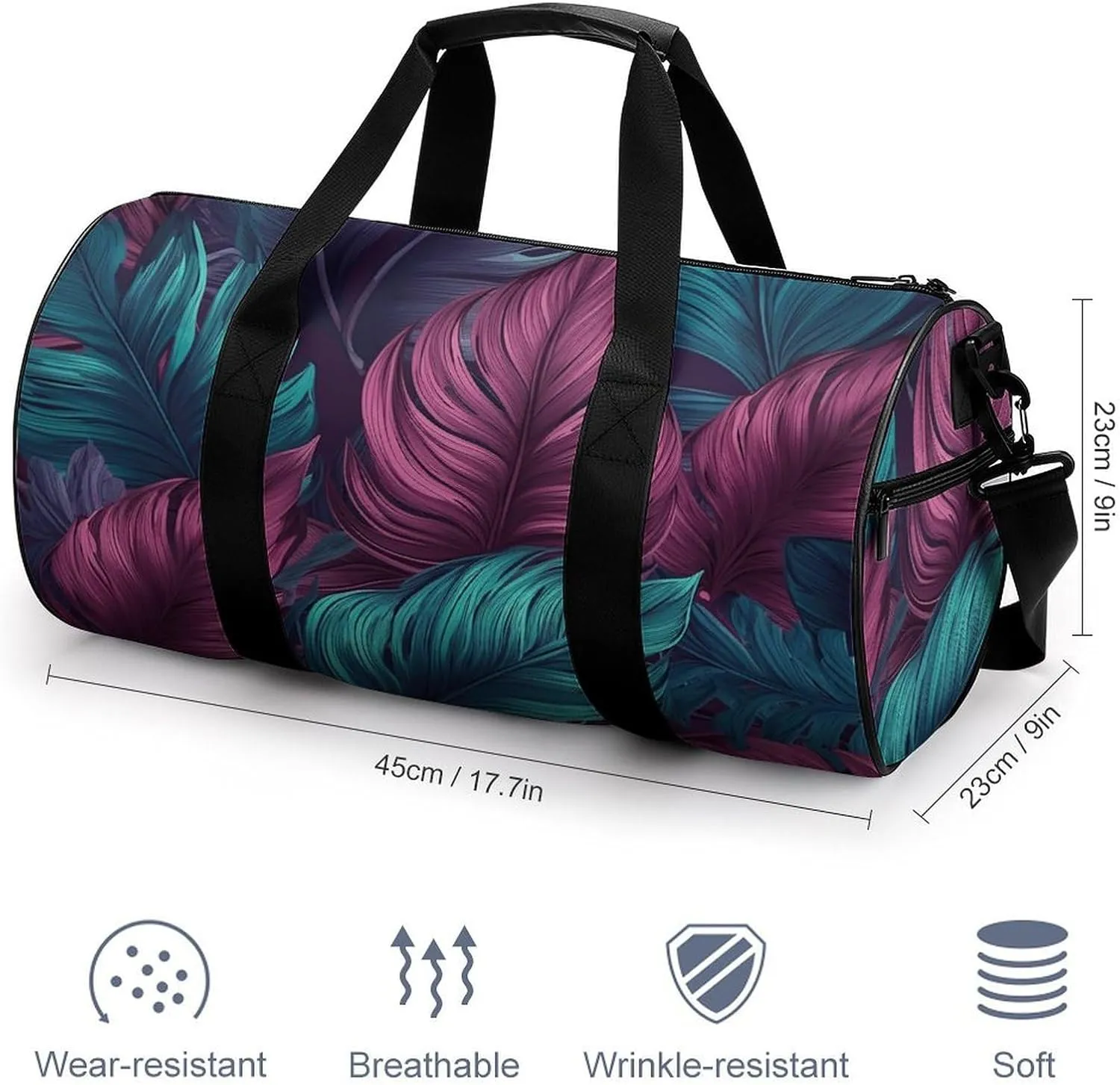 Gym Bag Different Leaves Duffel Bag for Men Women Overnight Bag with Shoe Compartment Workout Bags