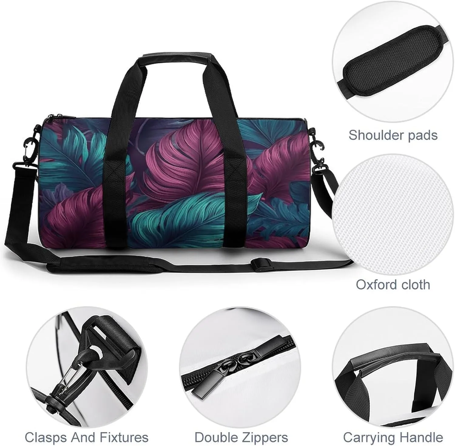 Gym Bag Different Leaves Duffel Bag for Men Women Overnight Bag with Shoe Compartment Workout Bags