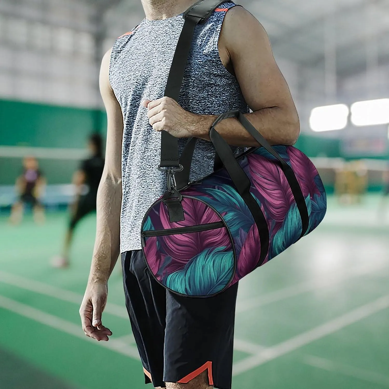 Gym Bag Different Leaves Duffel Bag for Men Women Overnight Bag with Shoe Compartment Workout Bags