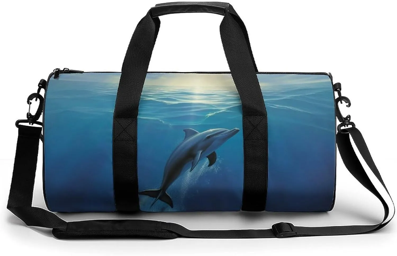 Gym Bag Dolphin In The Ocean Duffel Bag for Men Women Overnight Bag with Shoe Compartment Workout Bags