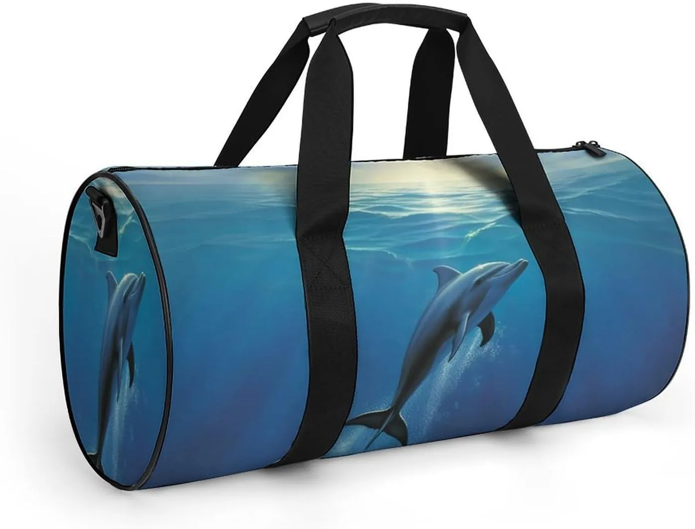 Gym Bag Dolphin In The Ocean Duffel Bag for Men Women Overnight Bag with Shoe Compartment Workout Bags