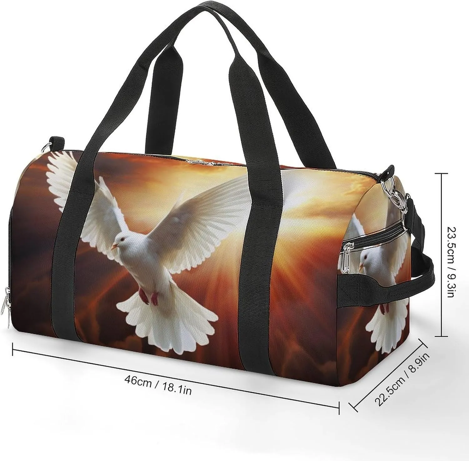 Gym Bag Dove Sun Art Duffel Bag for Men Women Overnight Bag with Shoe Compartment Workout Bags