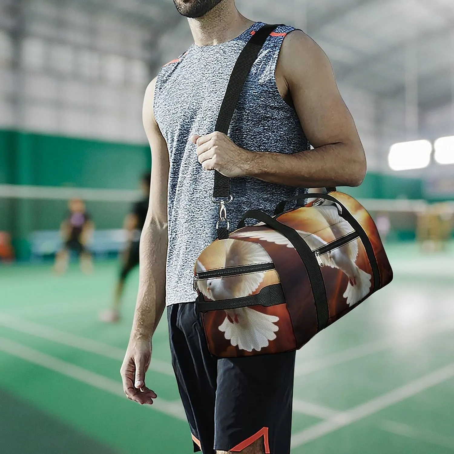 Gym Bag Dove Sun Art Duffel Bag for Men Women Overnight Bag with Shoe Compartment Workout Bags