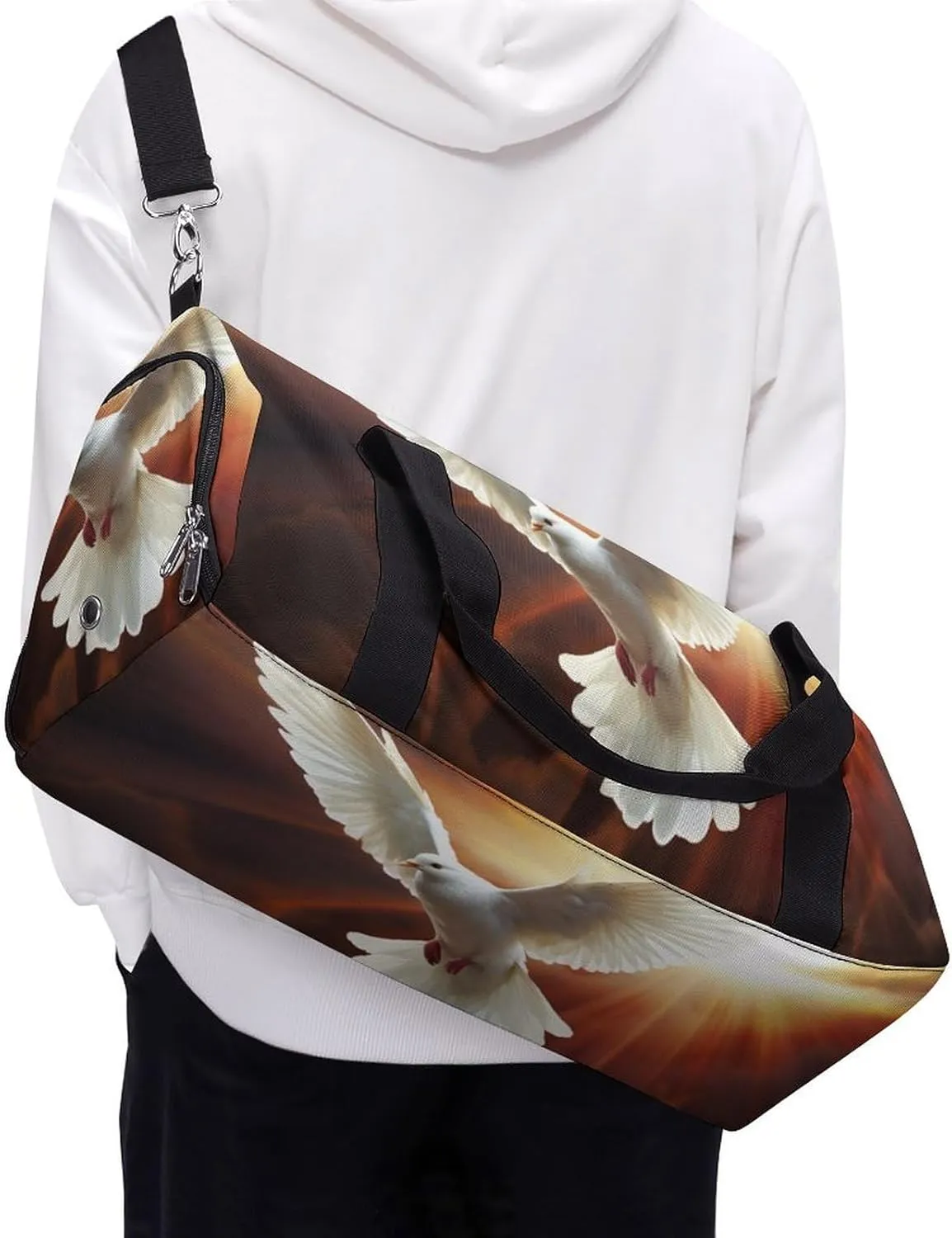 Gym Bag Dove Sun Art Duffel Bag for Men Women Overnight Bag with Shoe Compartment Workout Bags