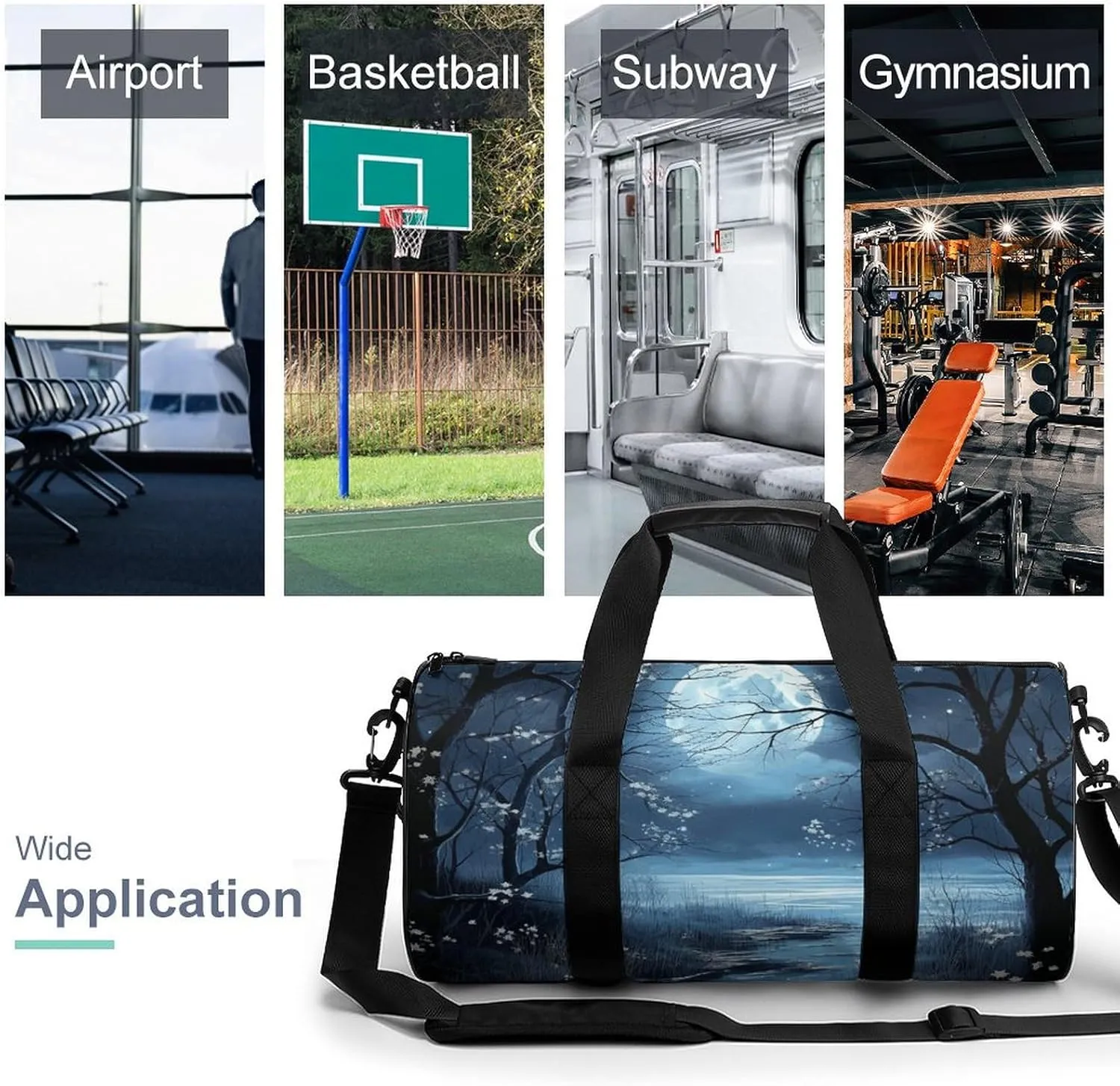 Gym Bag Dreamy Romantic Style Duffel Bag for Men Women Overnight Bag with Shoe Compartment Workout Bags