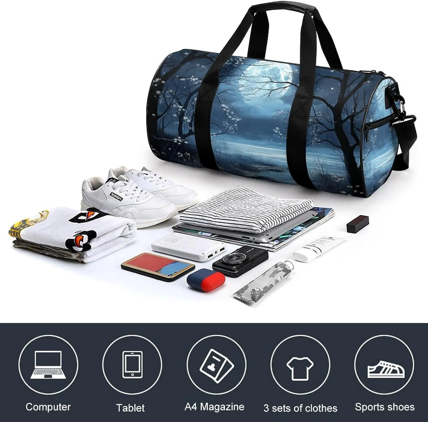 Gym Bag Dreamy Romantic Style Duffel Bag for Men Women Overnight Bag with Shoe Compartment Workout Bags