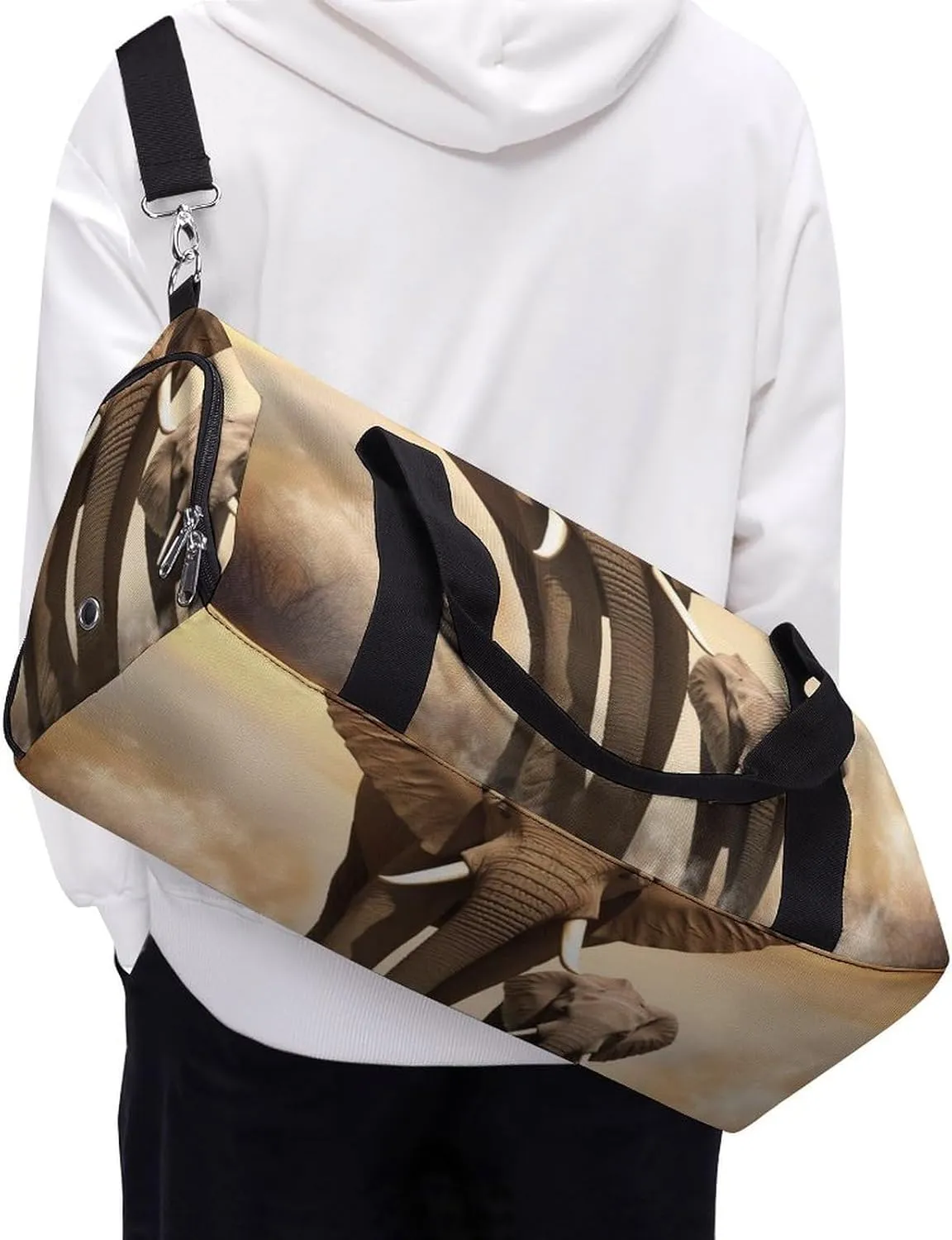 Gym Bag Elephant And Baby Elephant Duffel Bag for Men Women Overnight Bag with Shoe Compartment Workout Bags