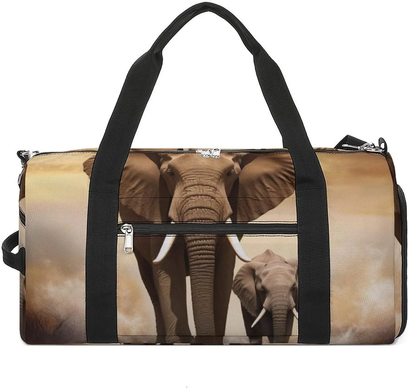 Gym Bag Elephant And Baby Elephant Duffel Bag for Men Women Overnight Bag with Shoe Compartment Workout Bags