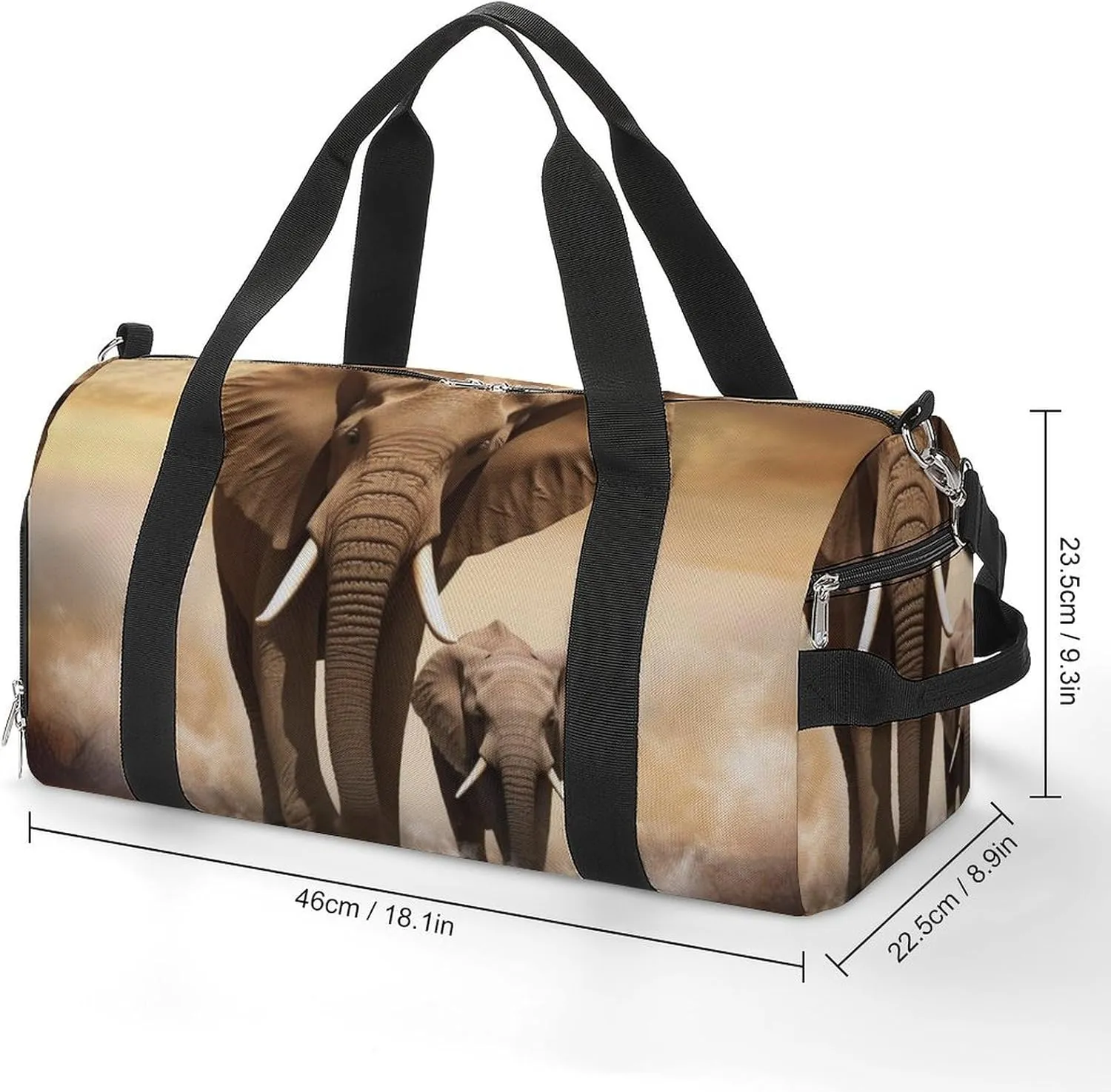 Gym Bag Elephant And Baby Elephant Duffel Bag for Men Women Overnight Bag with Shoe Compartment Workout Bags