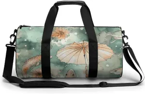 Gym Bag Fish And Umbrella Duffel Bag for Men Women Overnight Bag with Shoe Compartment Workout Bags