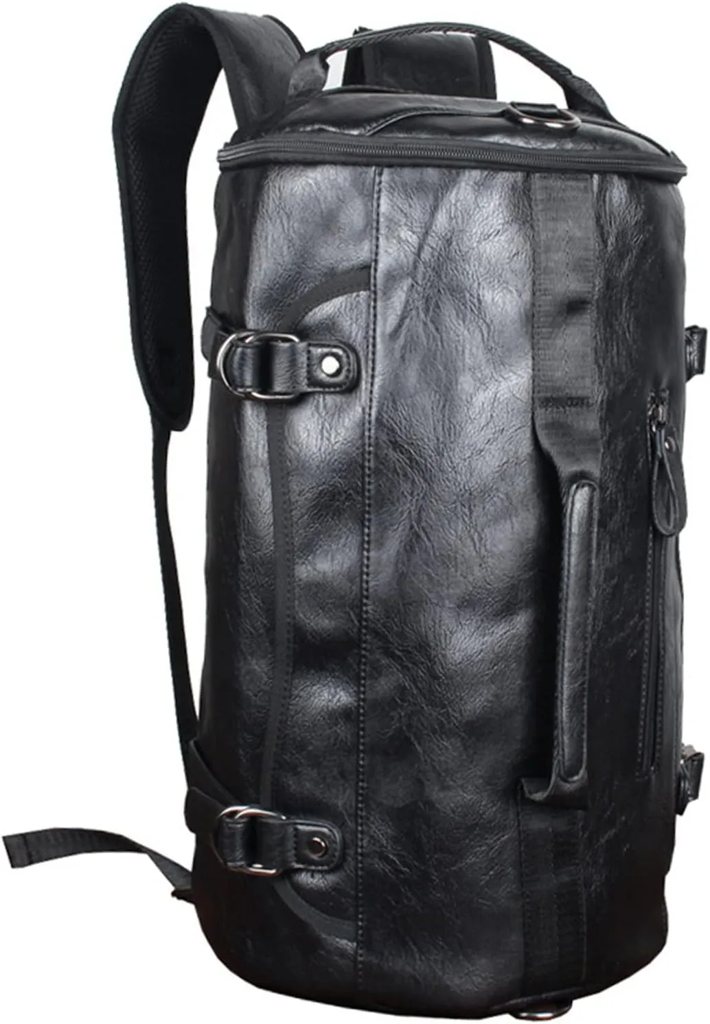 Gym bag for women Men Multifunction Travel Backpack Black PU Leather Casual Large Capacity Laptop Shoulder Handbags Male Hike Bucket Bags