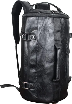 Gym bag for women Men Multifunction Travel Backpack Black PU Leather Casual Large Capacity Laptop Shoulder Handbags Male Hike Bucket Bags