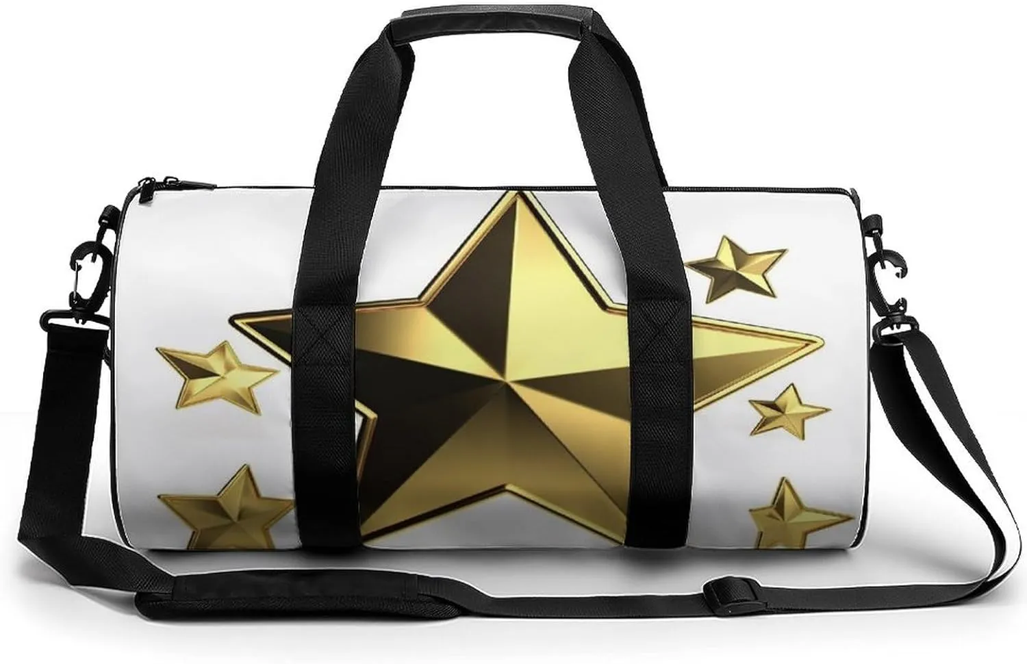 Gym Bag Gold Star Duffel Bag for Men Women Overnight Bag with Shoe Compartment Workout Bags