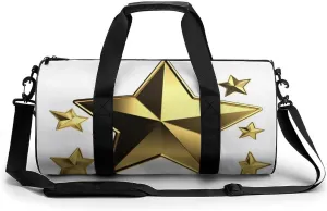 Gym Bag Gold Star Duffel Bag for Men Women Overnight Bag with Shoe Compartment Workout Bags