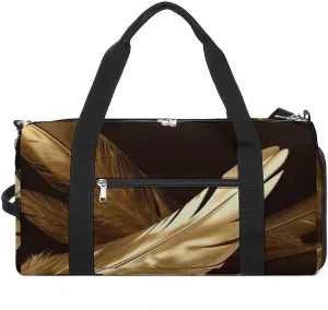 Gym Bag Golden Feathers Duffel Bag for Men Women Overnight Bag with Shoe Compartment Workout Bags