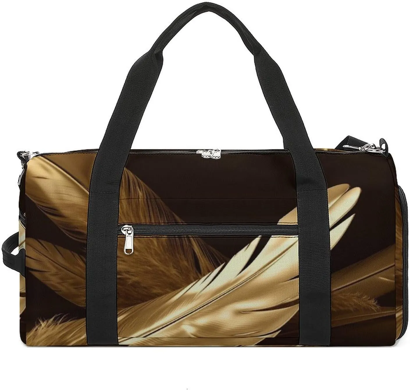 Gym Bag Golden Feathers Duffel Bag for Men Women Overnight Bag with Shoe Compartment Workout Bags