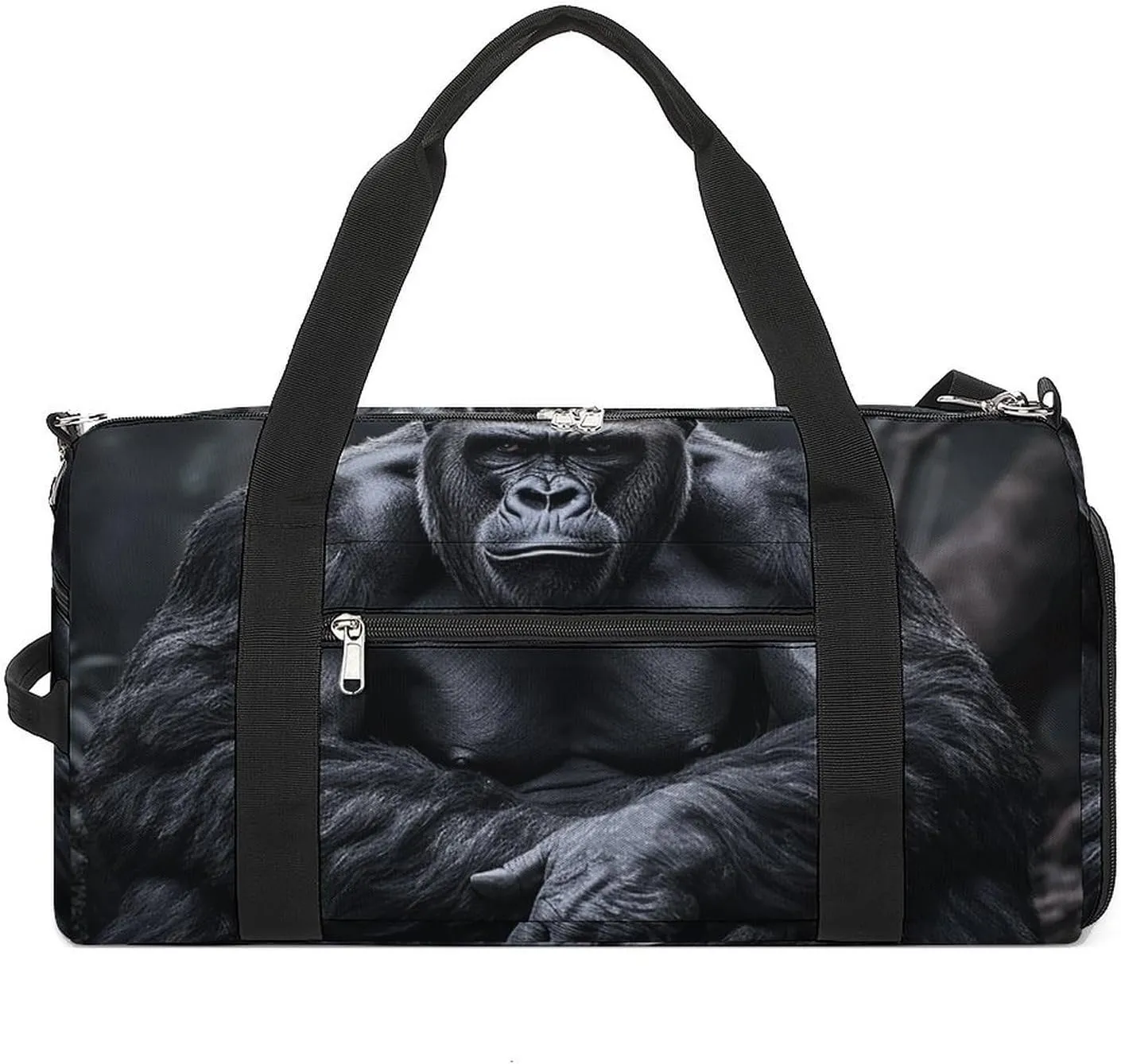 Gym Bag Gorilla on The Ground Duffel Bag for Men Women Overnight Bag with Shoe Compartment Workout Bags