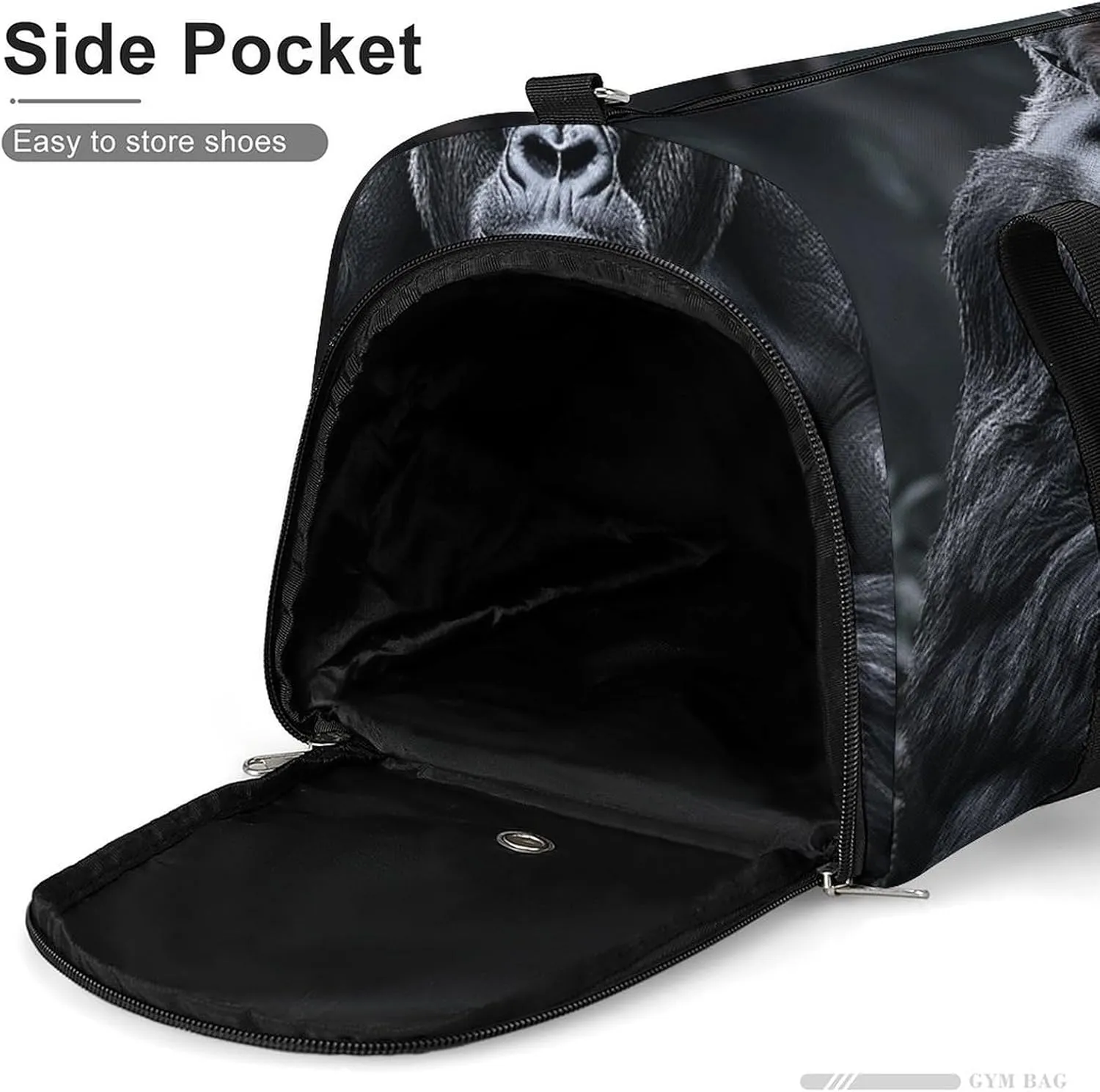 Gym Bag Gorilla on The Ground Duffel Bag for Men Women Overnight Bag with Shoe Compartment Workout Bags