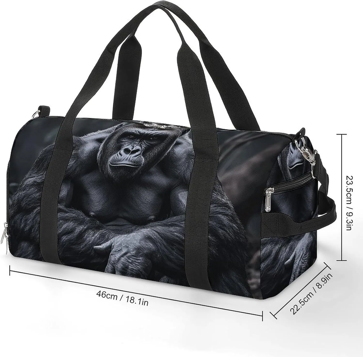 Gym Bag Gorilla on The Ground Duffel Bag for Men Women Overnight Bag with Shoe Compartment Workout Bags