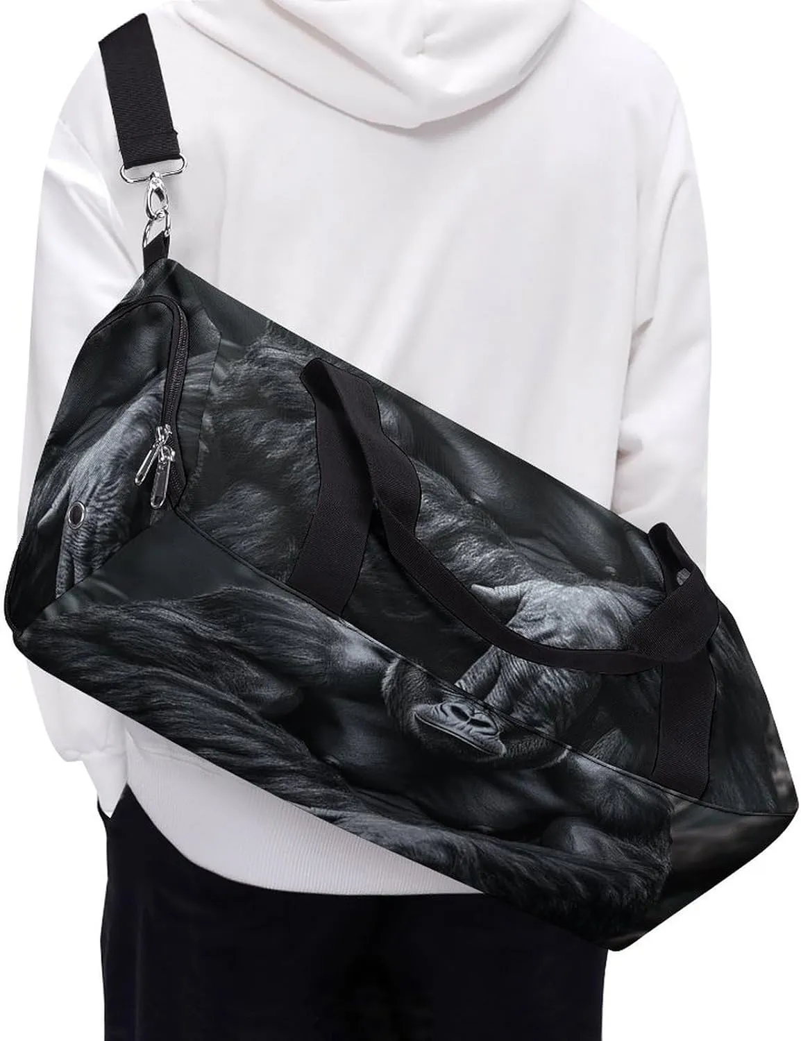 Gym Bag Gorilla on The Ground Duffel Bag for Men Women Overnight Bag with Shoe Compartment Workout Bags