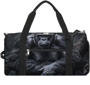 Gym Bag Gorilla on The Ground Duffel Bag for Men Women Overnight Bag with Shoe Compartment Workout Bags