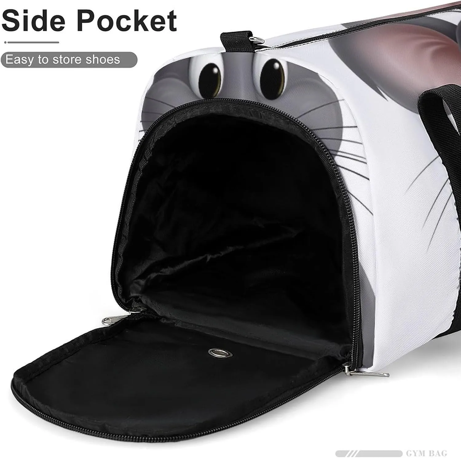 Gym Bag Gray Animals Duffel Bag for Men Women Overnight Bag with Shoe Compartment Workout Bags