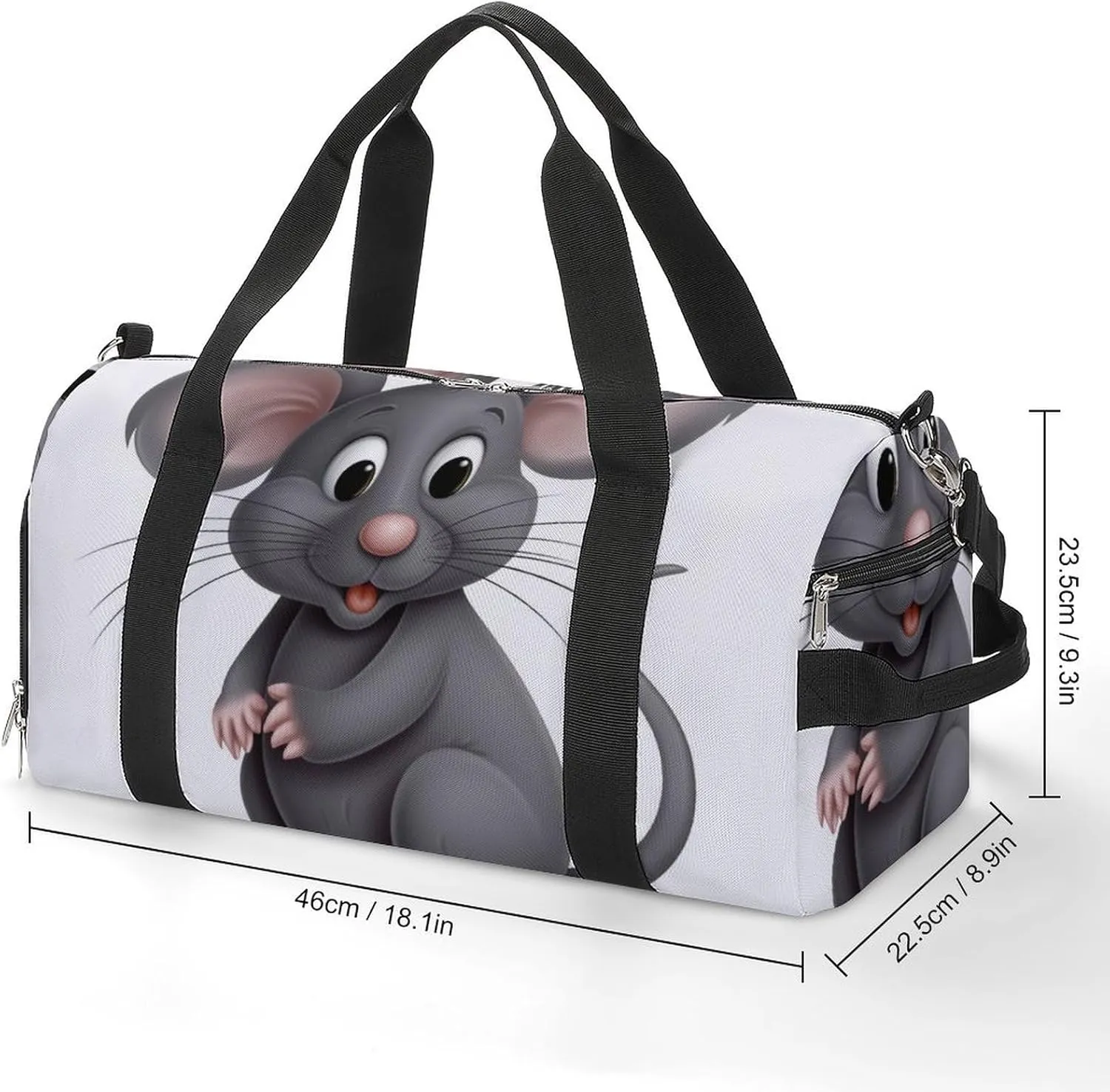 Gym Bag Gray Animals Duffel Bag for Men Women Overnight Bag with Shoe Compartment Workout Bags
