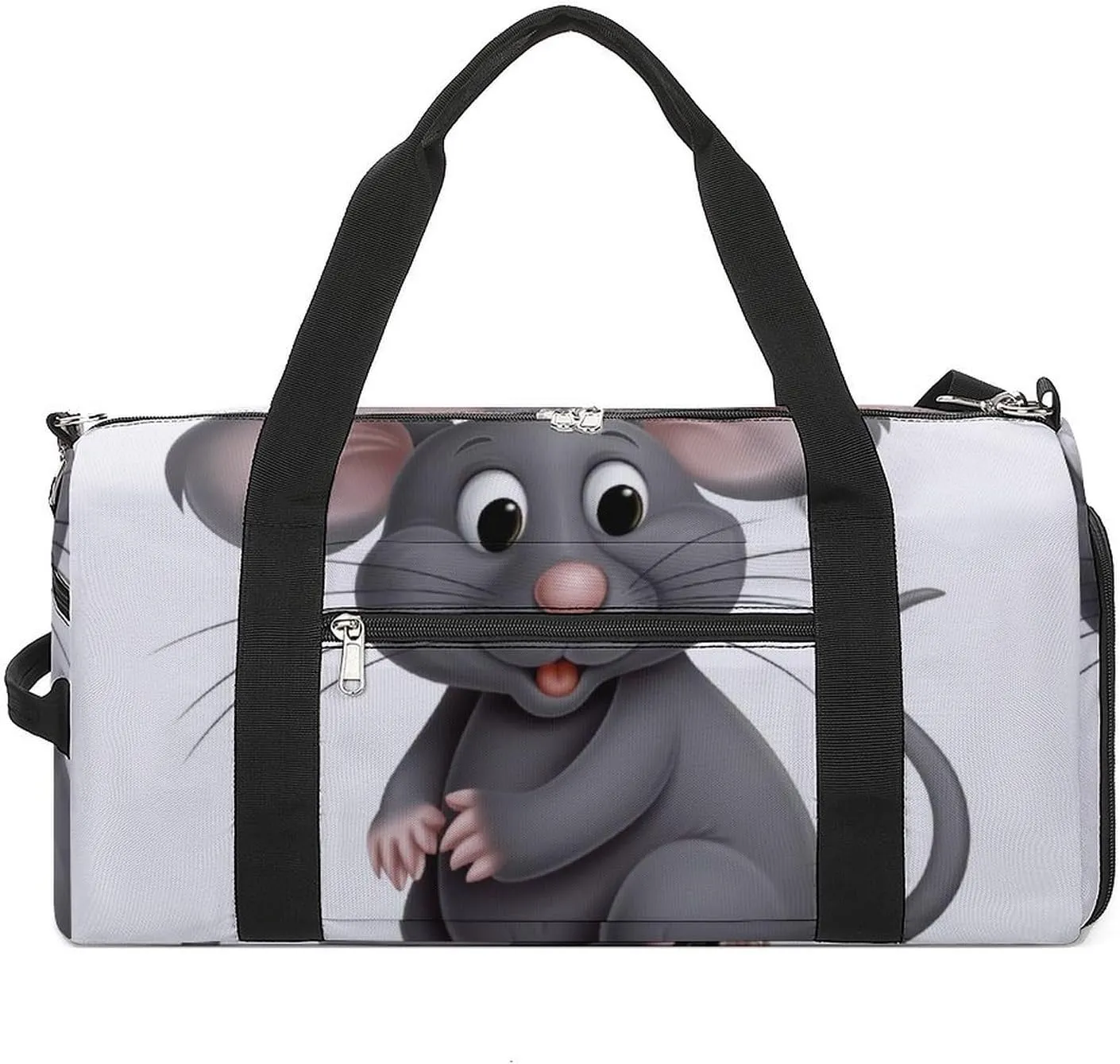 Gym Bag Gray Animals Duffel Bag for Men Women Overnight Bag with Shoe Compartment Workout Bags