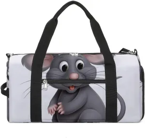 Gym Bag Gray Animals Duffel Bag for Men Women Overnight Bag with Shoe Compartment Workout Bags