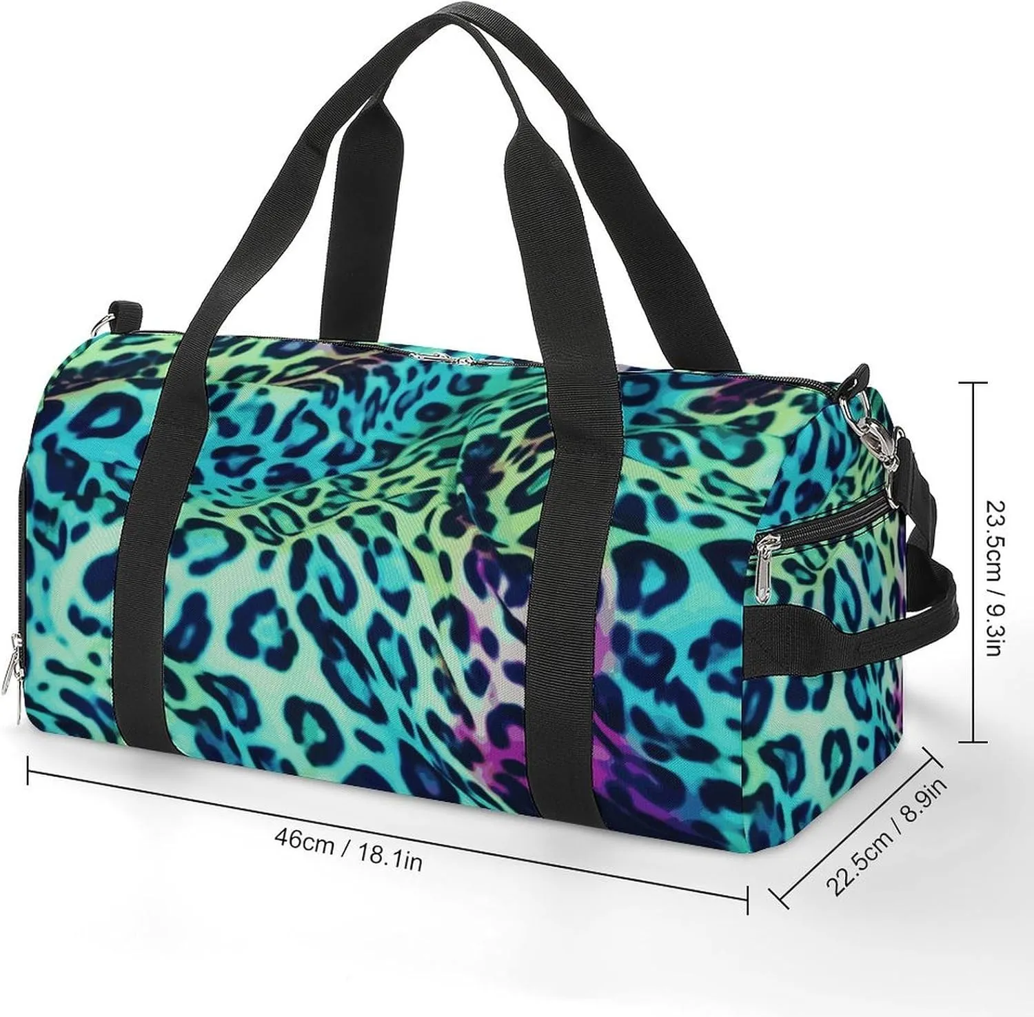 Gym Bag Green Leopard Duffel Bag for Men Women Overnight Bag with Shoe Compartment Workout Bags