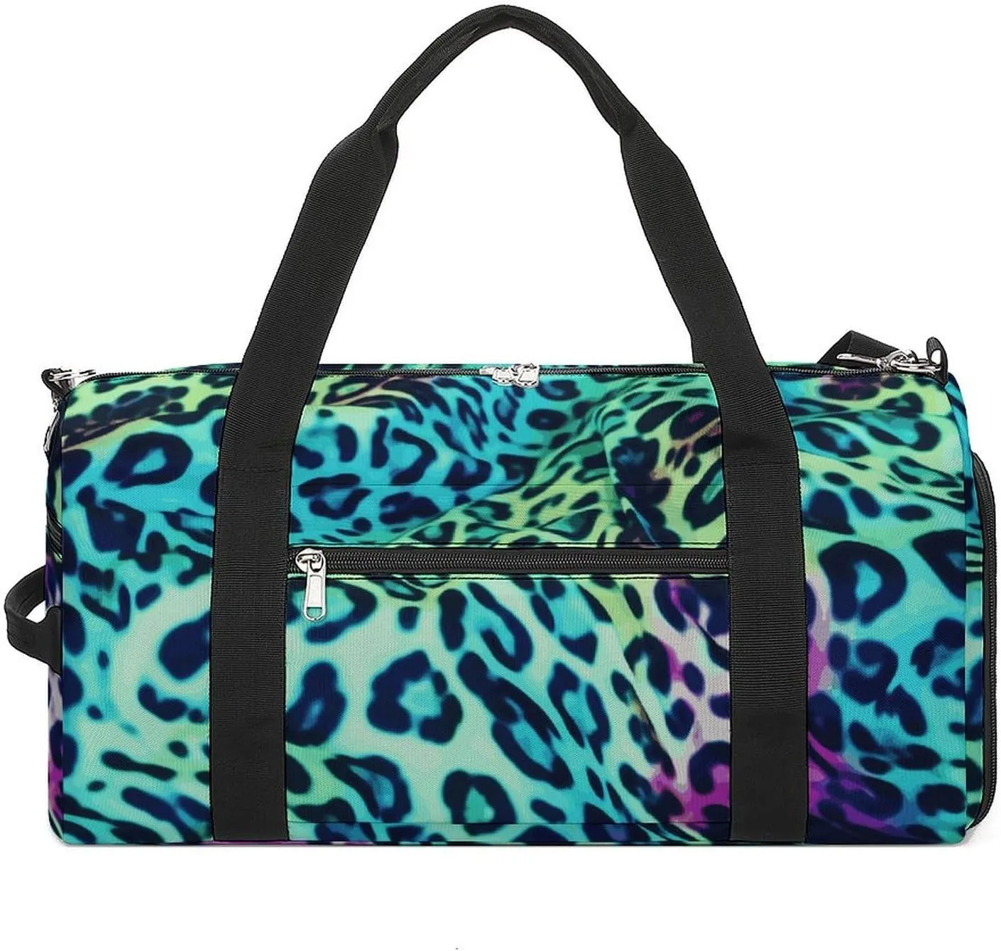 Gym Bag Green Leopard Duffel Bag for Men Women Overnight Bag with Shoe Compartment Workout Bags