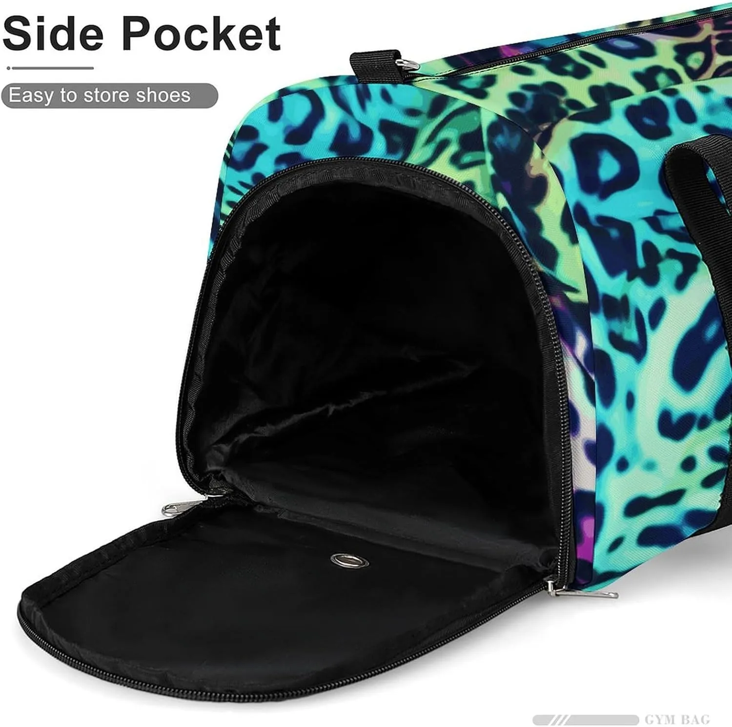 Gym Bag Green Leopard Duffel Bag for Men Women Overnight Bag with Shoe Compartment Workout Bags