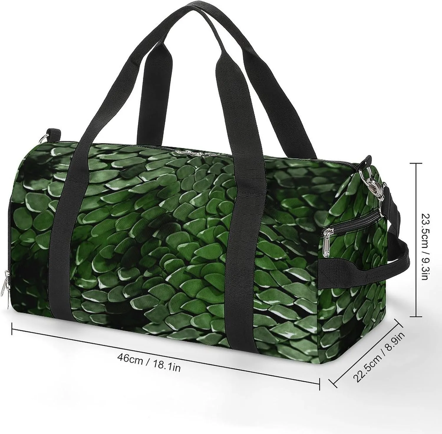 Gym Bag Green Snake Duffel Bag for Men Women Overnight Bag with Shoe Compartment Workout Bags