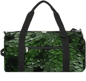 Gym Bag Green Snake Duffel Bag for Men Women Overnight Bag with Shoe Compartment Workout Bags