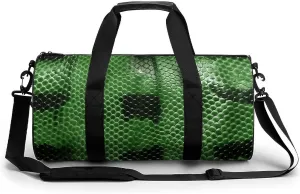 Gym Bag Green Snakeskin Duffel Bag for Men Women Overnight Bag with Shoe Compartment Workout Bags