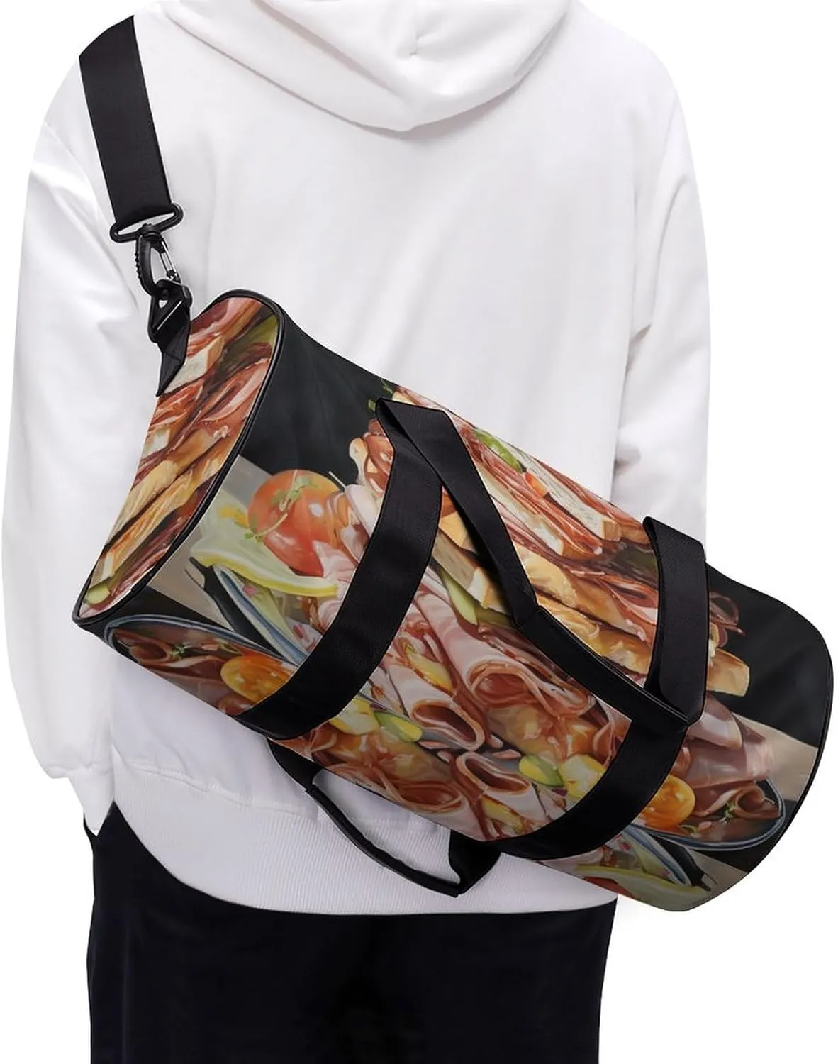 Gym Bag Ham Toast Duffel Bag for Men Women Overnight Bag with Shoe Compartment Workout Bags