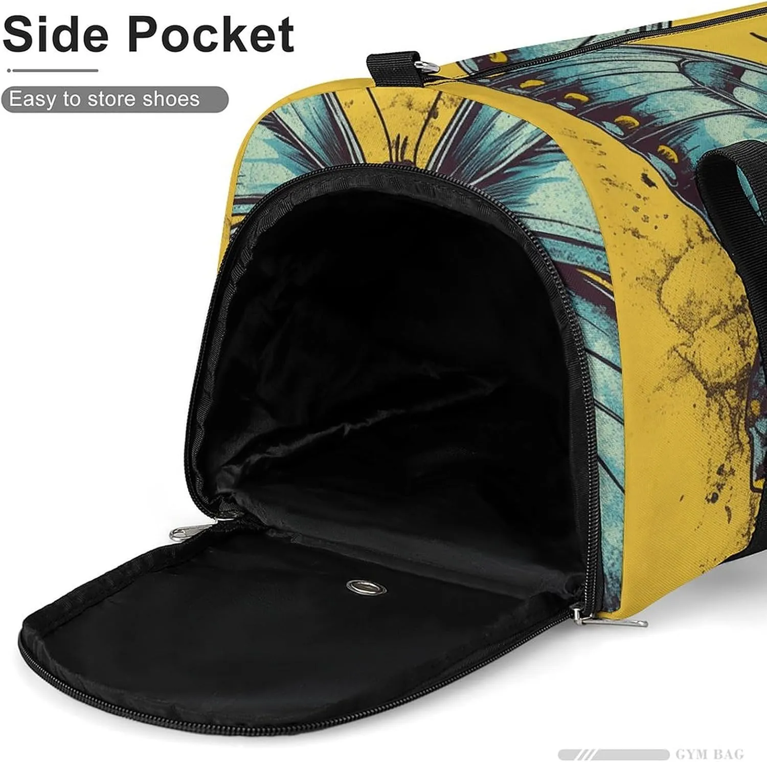 Gym Bag Hand Drawn Butterfly Duffel Bag for Men Women Overnight Bag with Shoe Compartment Workout Bags