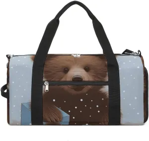 Gym Bag Happy Bear Baby Duffel Bag for Men Women Overnight Bag with Shoe Compartment Workout Bags