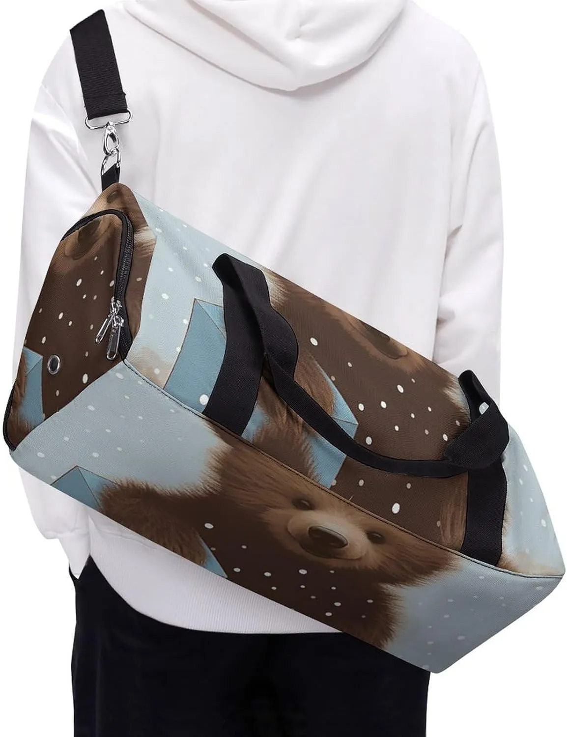 Gym Bag Happy Bear Baby Duffel Bag for Men Women Overnight Bag with Shoe Compartment Workout Bags