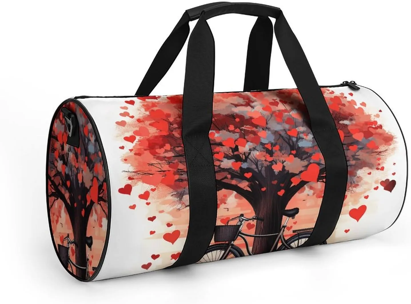 Gym Bag Heart Tree Bicycle Duffel Bag for Men Women Overnight Bag with Shoe Compartment Workout Bags