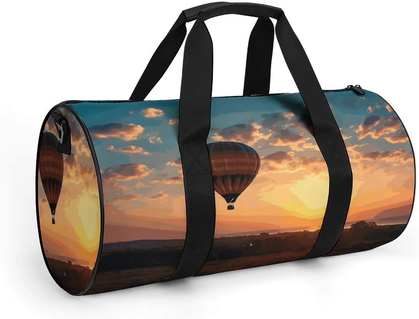 Gym Bag Hot Air Balloon Sunset Duffel Bag for Men Women Overnight Bag with Shoe Compartment Workout Bags