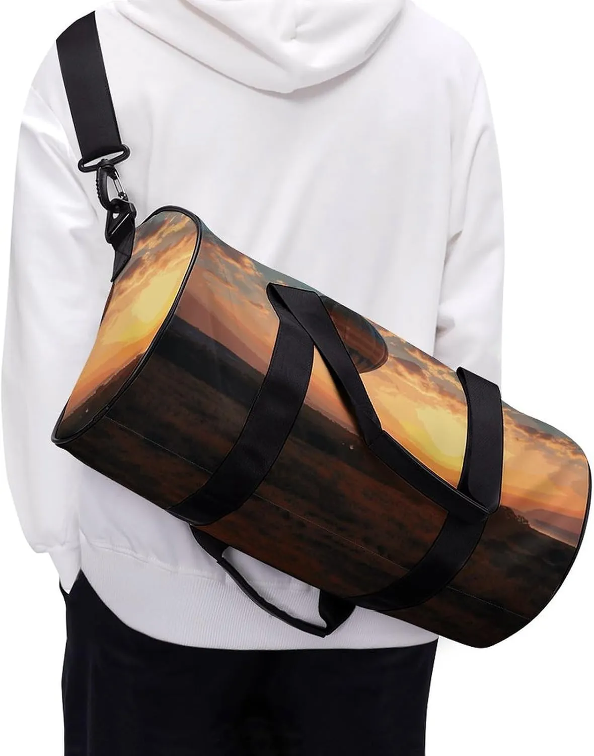 Gym Bag Hot Air Balloon Sunset Duffel Bag for Men Women Overnight Bag with Shoe Compartment Workout Bags
