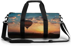 Gym Bag Hot Air Balloon Sunset Duffel Bag for Men Women Overnight Bag with Shoe Compartment Workout Bags