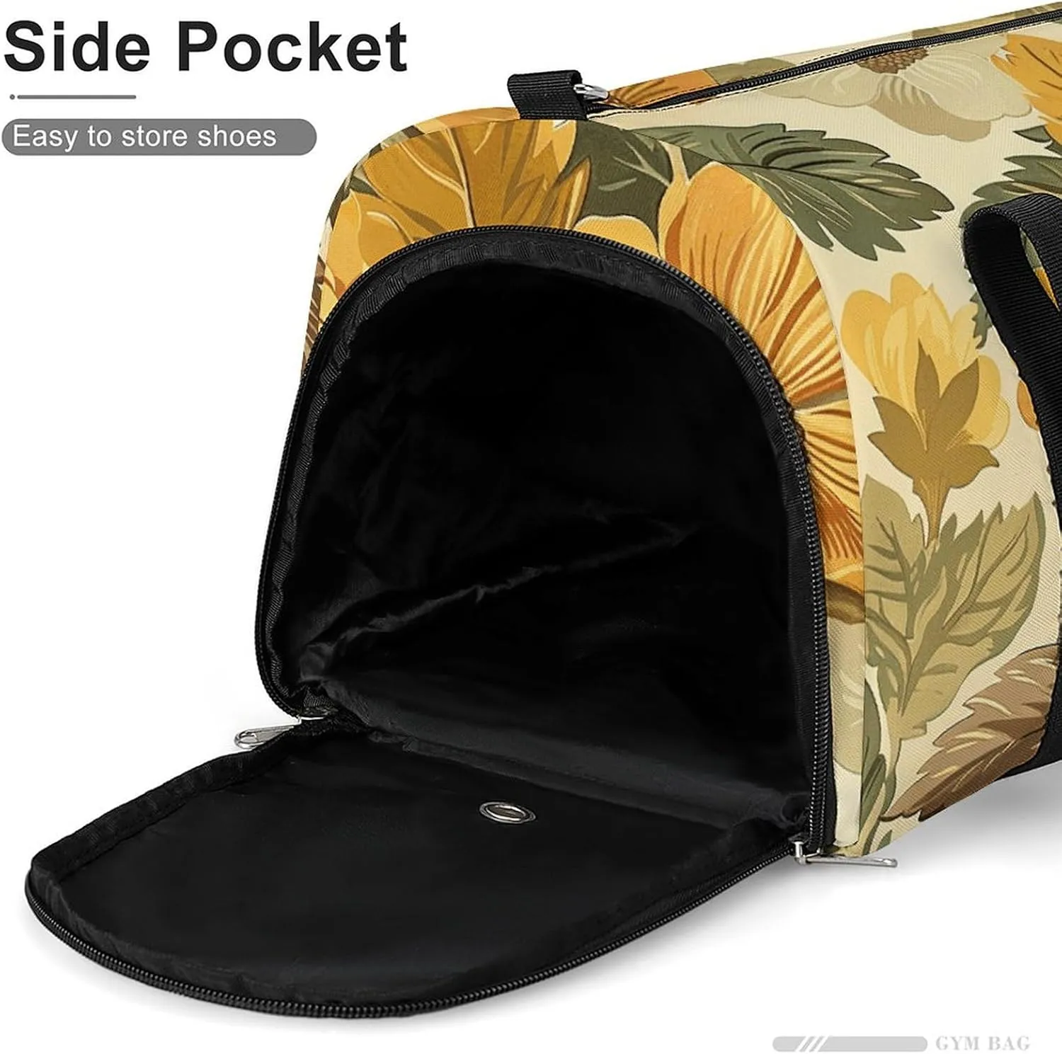Gym Bag Large Flowers And Leaves Duffel Bag for Men Women Overnight Bag with Shoe Compartment Workout Bags