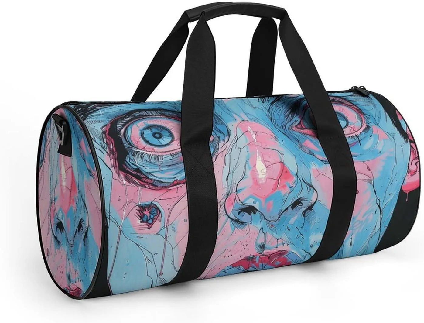 Gym Bag Light Blue And Peach Duffel Bag for Men Women Overnight Bag with Shoe Compartment Workout Bags