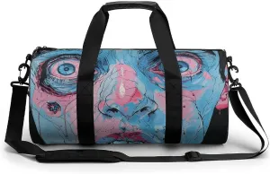 Gym Bag Light Blue And Peach Duffel Bag for Men Women Overnight Bag with Shoe Compartment Workout Bags