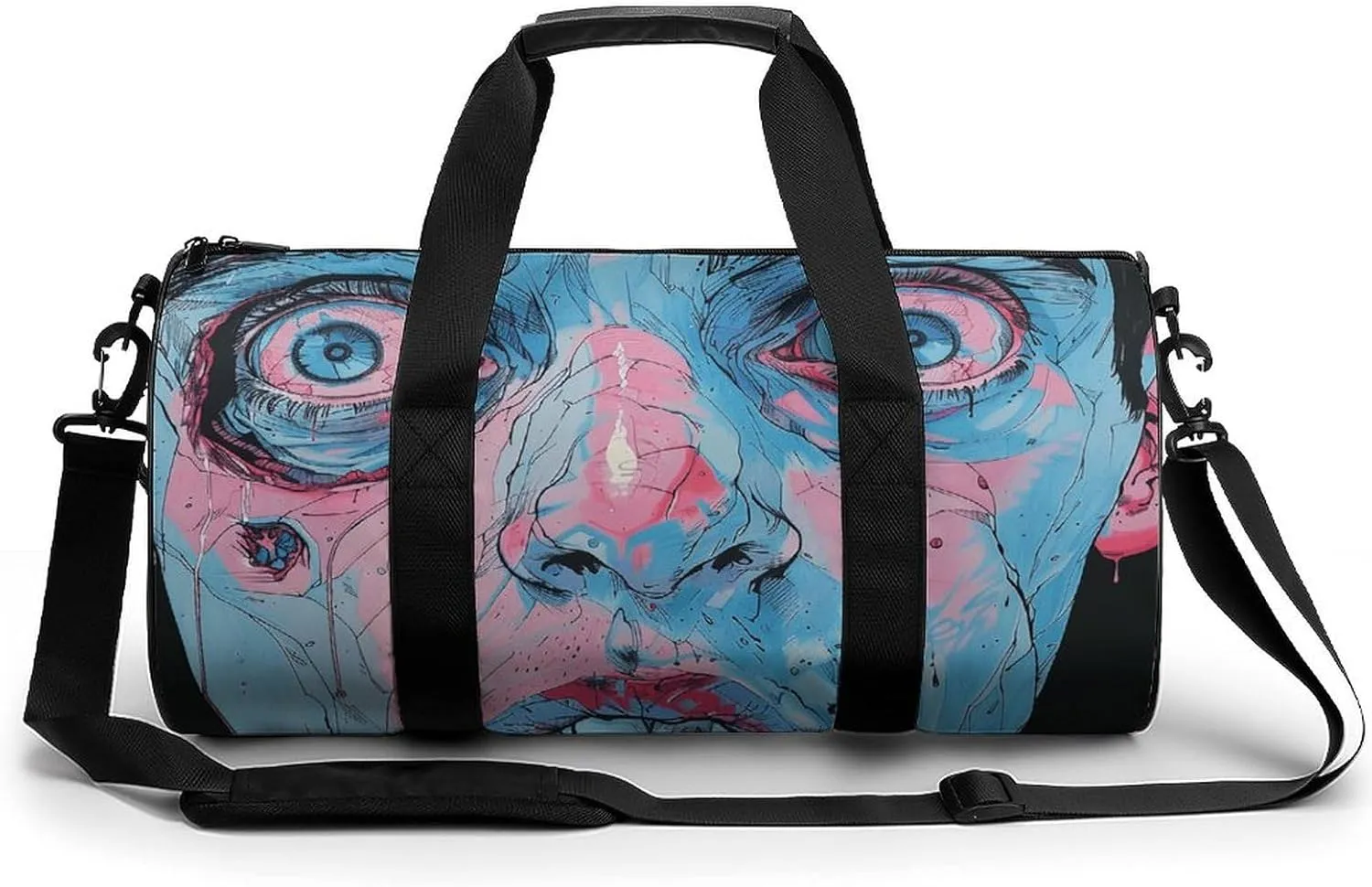 Gym Bag Light Blue And Peach Duffel Bag for Men Women Overnight Bag with Shoe Compartment Workout Bags