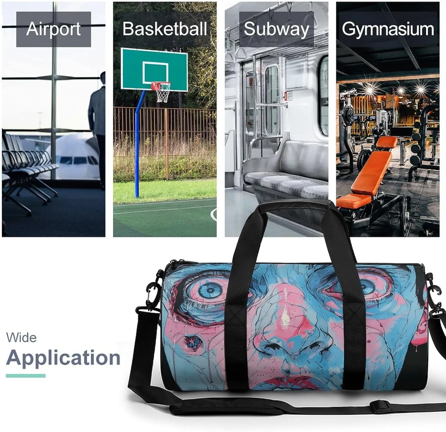 Gym Bag Light Blue And Peach Duffel Bag for Men Women Overnight Bag with Shoe Compartment Workout Bags